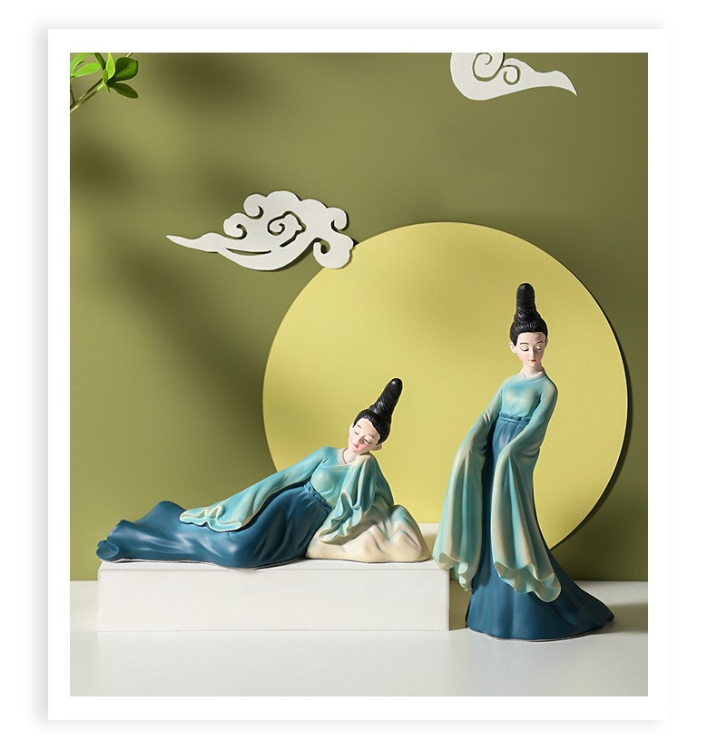 只此青绿摆件唐仕女古风玄关装饰摆件客厅家居乔迁新居礼品送闺蜜新婚