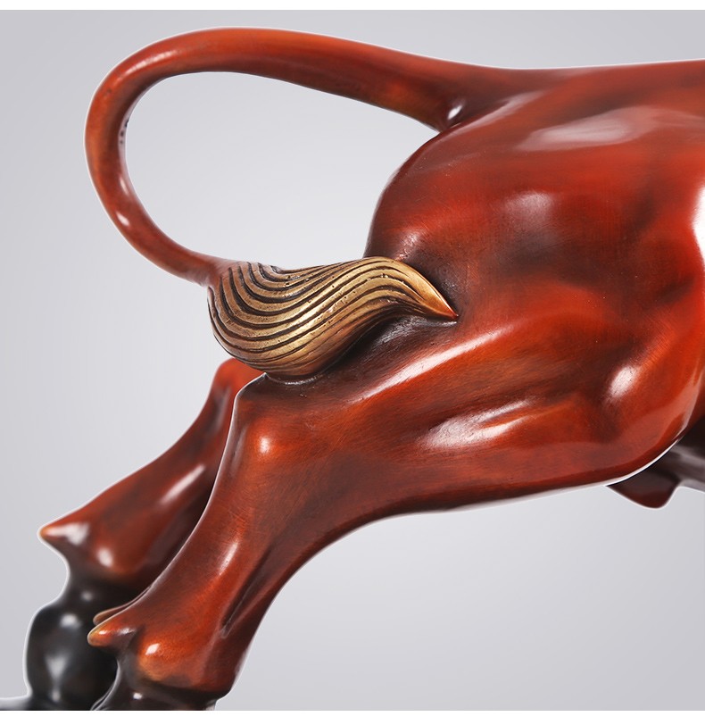 艾莹嘉 彩铜开拓牛摆件家居玄关电视柜牛气冲天装饰品送朋友店铺开业