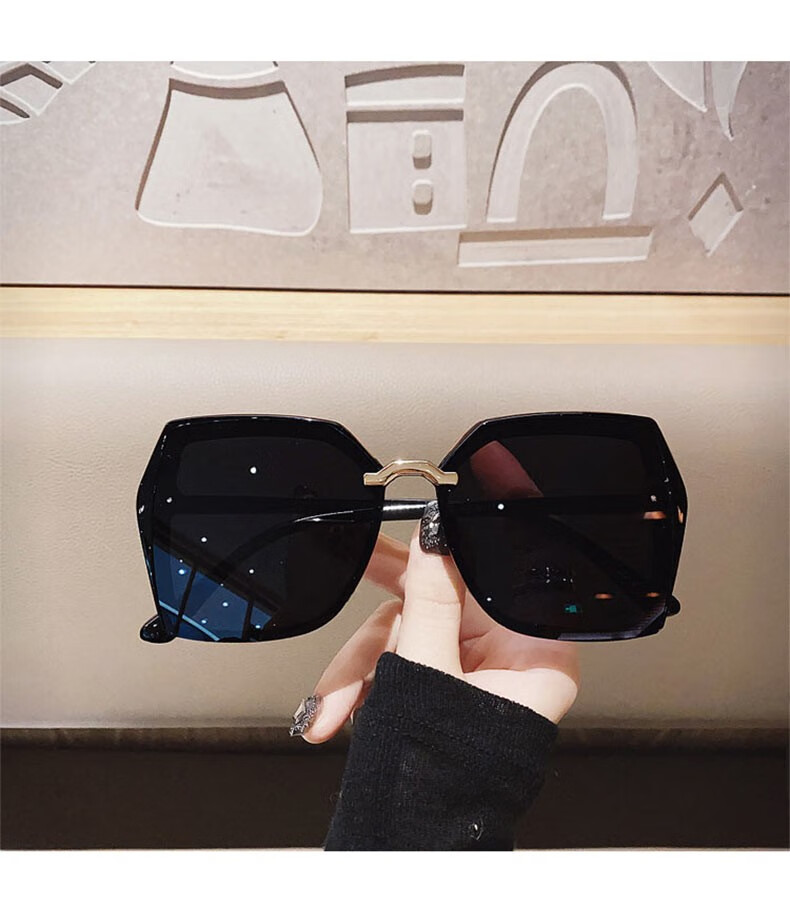 皓顿hautton太阳镜女时尚复古偏光驾驶镜大框防强光眼镜潮墨镜女黑框