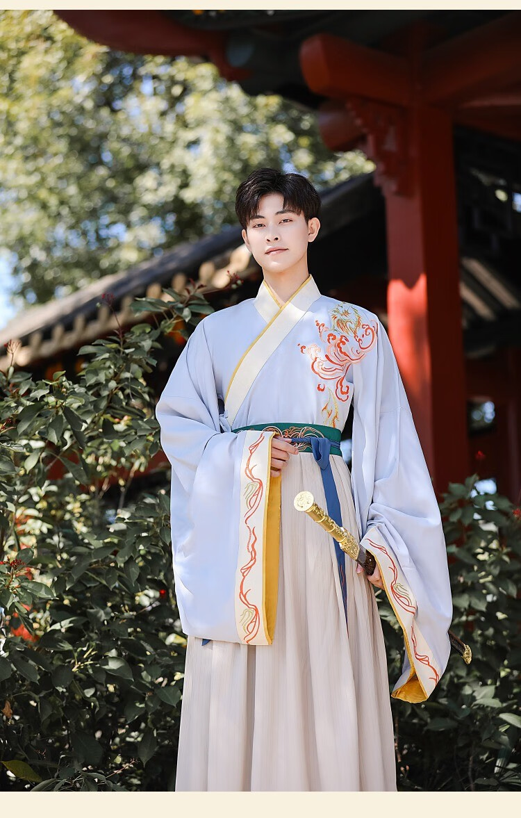 汉服男古装成人书生公子帅气武侠风广袖长袍传统学生日常大码演出服