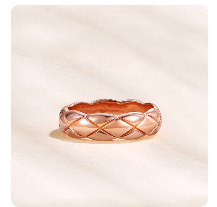 黛慕妮18k金戒指简约小香情侣对戒玫瑰金戒指菱格戒指香风戒指经典款