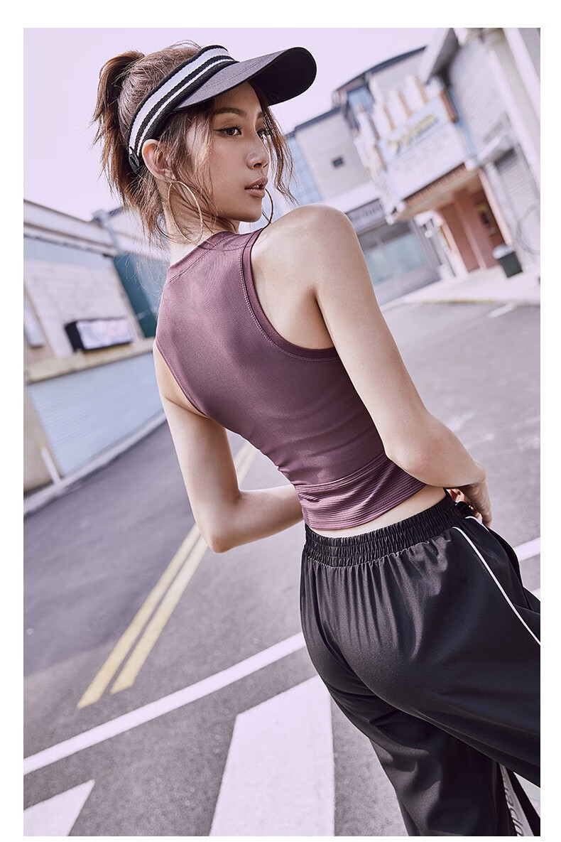 网红健身背心女外穿速干紧身露脐运动背心跑步训练瑜伽服上衣 白色 m