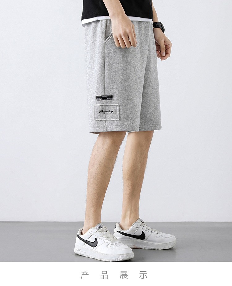 花花公子短裤男夏季新款宽松韩版潮流五分裤男士休闲裤百搭短款黑色m