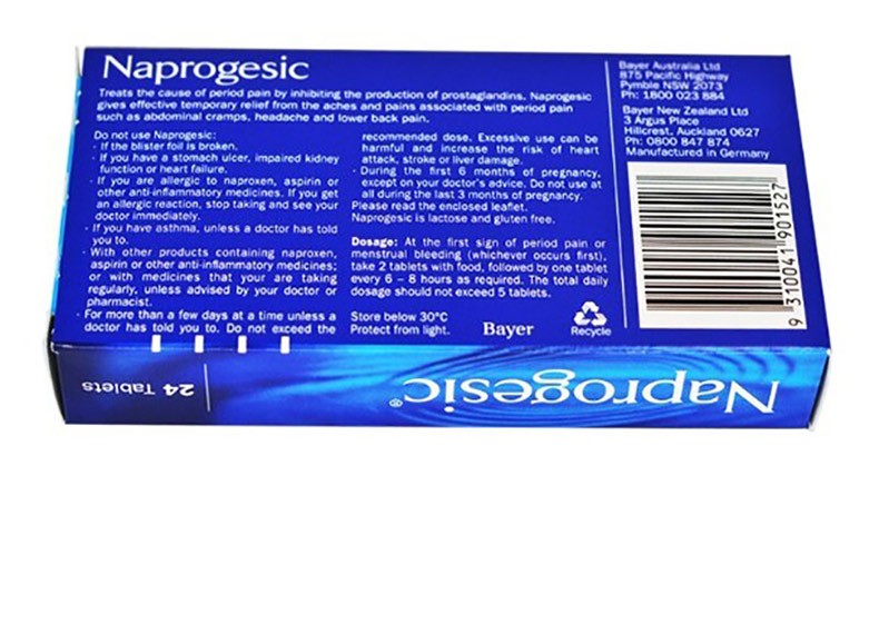 拜耳制药痛经缓释片naprogesic止痛药缓解女性月经小蓝片经期姨妈腹痛