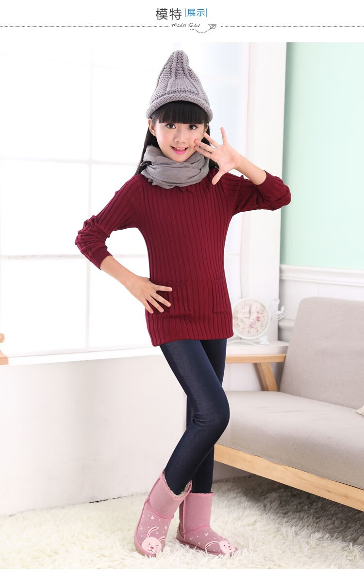 童装女童牛仔裤秋冬款加绒加厚打底裤中大童紧身裤冬季裤子儿童小脚裤