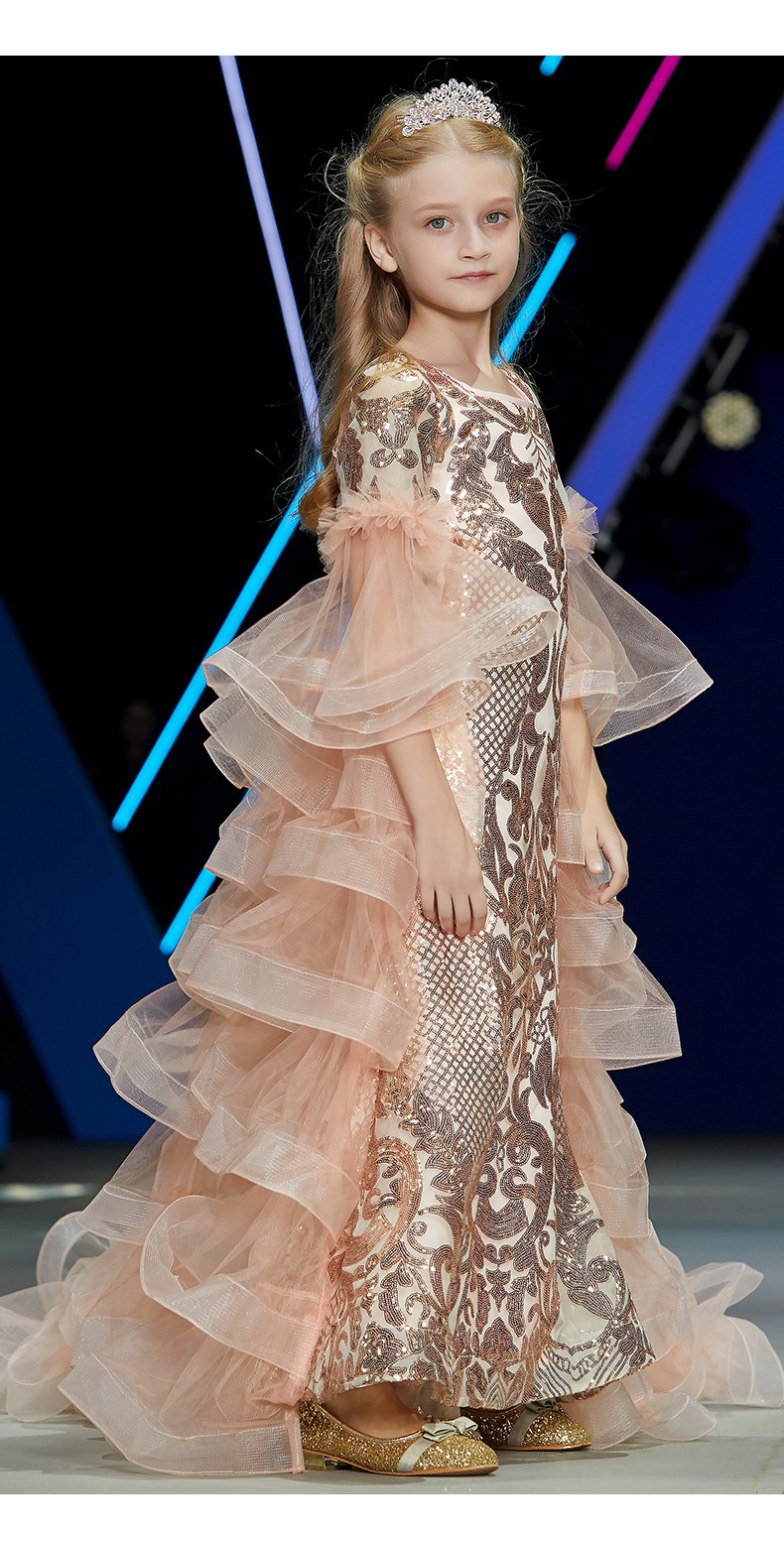 断码清仓elpa儿童礼服女童花童公主裙主持人钢琴演出服走秀晚礼服蓬蓬