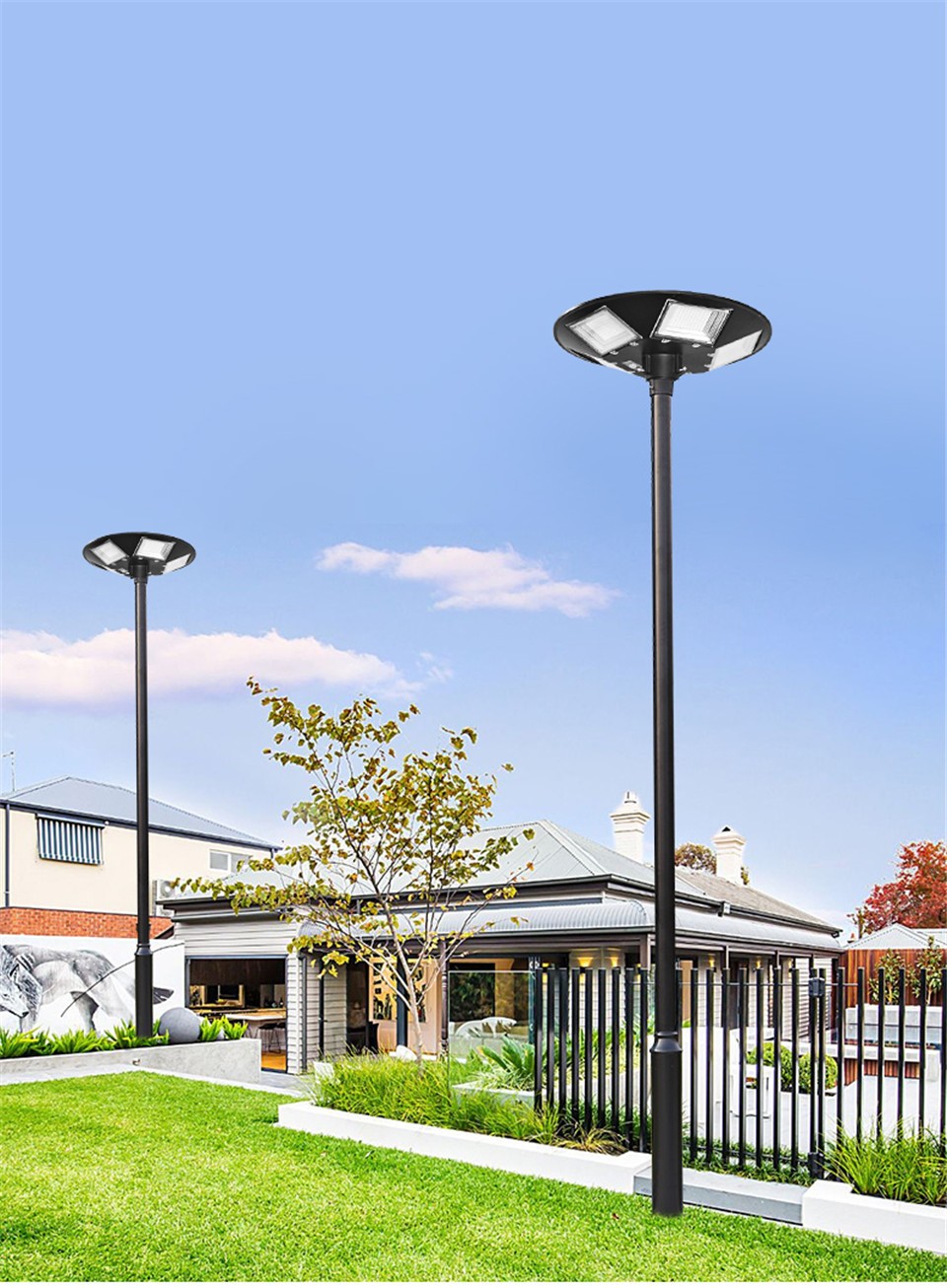 涵时尚飞碟太阳能灯五面光源园林灯ufo圆形路灯250w户外家用高杆灯