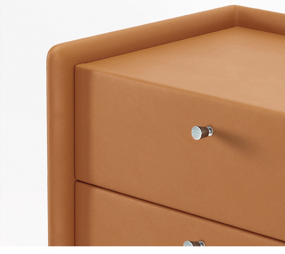 联邦 床头柜 美式床头柜 现代轻奢皮质床头柜 卧室矮柜双抽屉矮柜