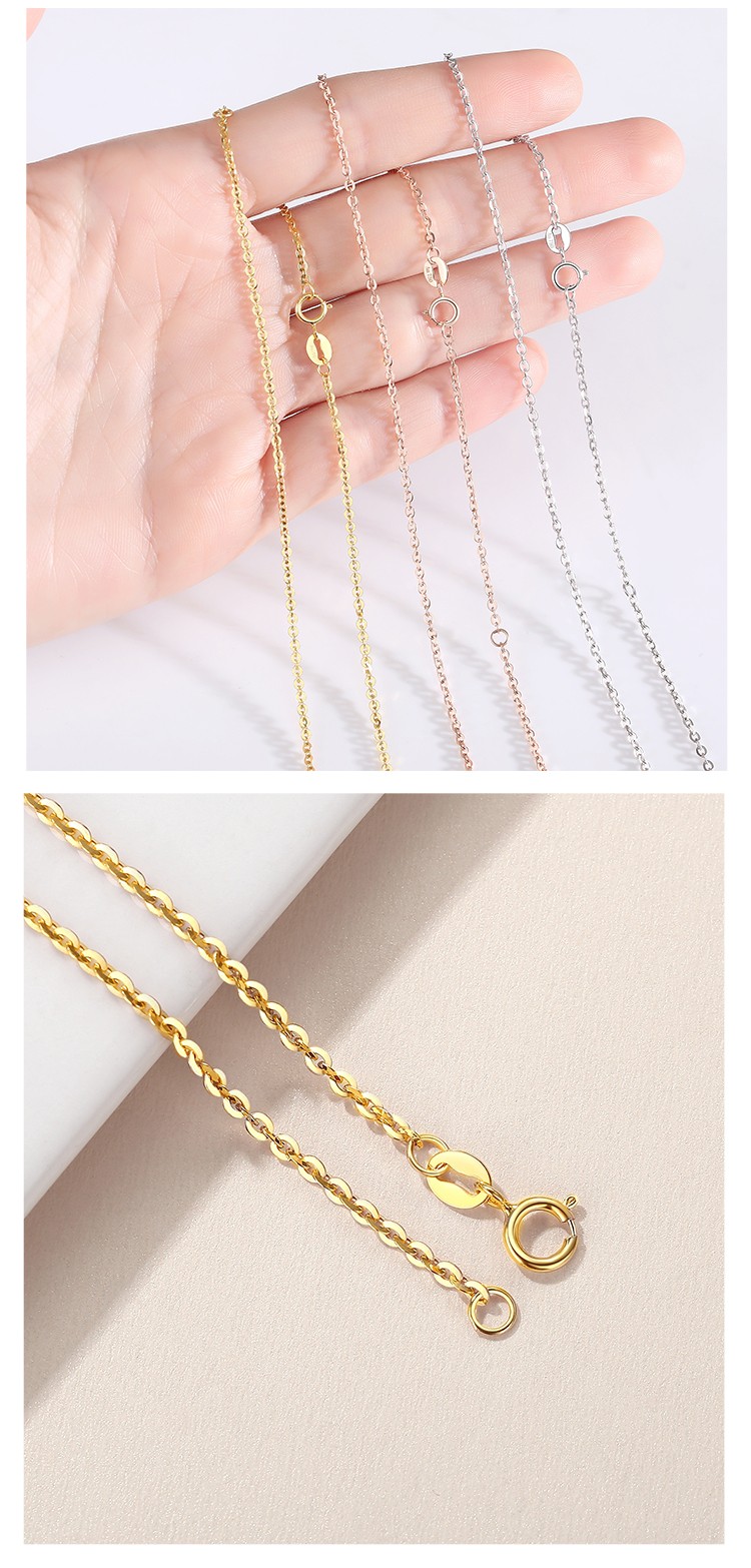 老凤凰18k金项链o字黄金锁骨链百搭时尚女款素链闪欧链细款可调节 18k