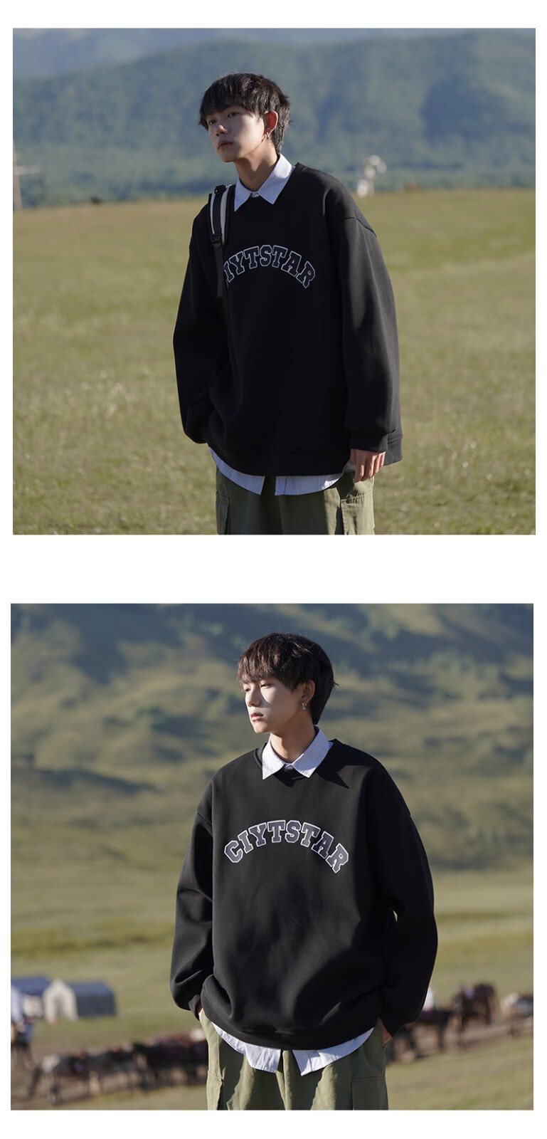 claw money clawmoney美式圆领卫衣男秋季hiphop高街上衣服潮牌复古