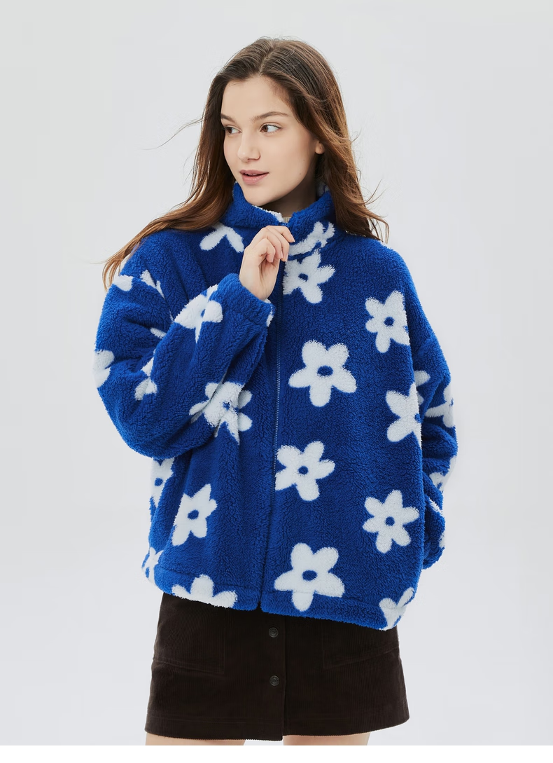 【抱抱绒】gap女装冬季2022新款logo软毛珊瑚绒卫衣506212外套 蓝色