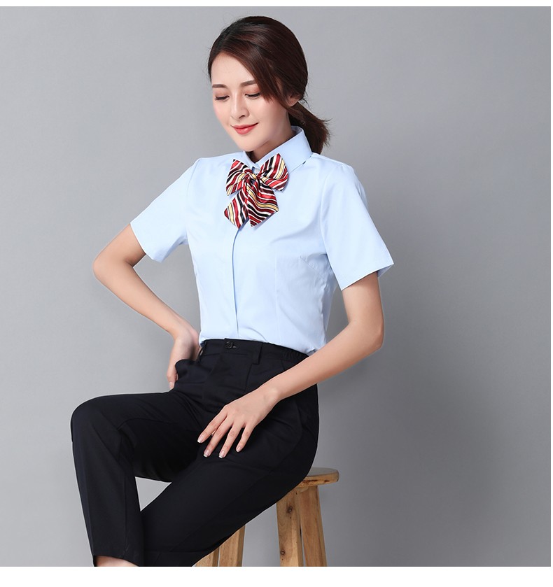 2022新款中国建设银行工作服衬衫女长袖职业建行行服蓝色衬衣夏秋季