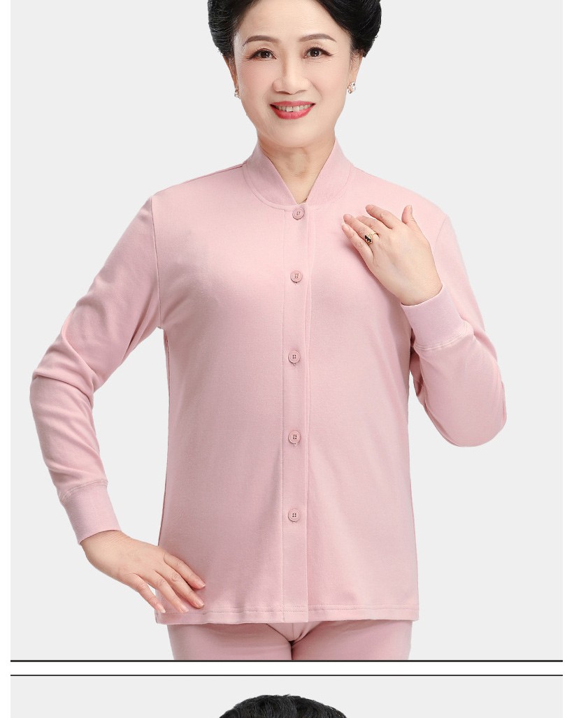 中老年女开衫上衣妈妈秋衣纯棉外套保暖内衣奶奶开襟棉毛衫单件老年人