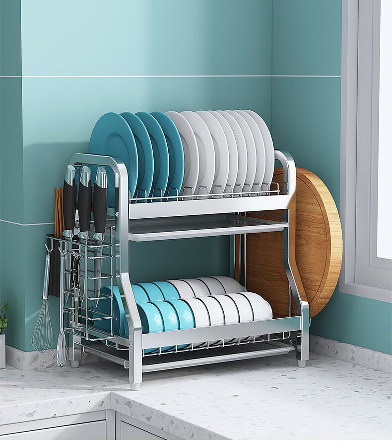 架碗筷收纳盒晾放碗盘沥水碗架碗柜厨房置物架原色三层食品级304碗架1