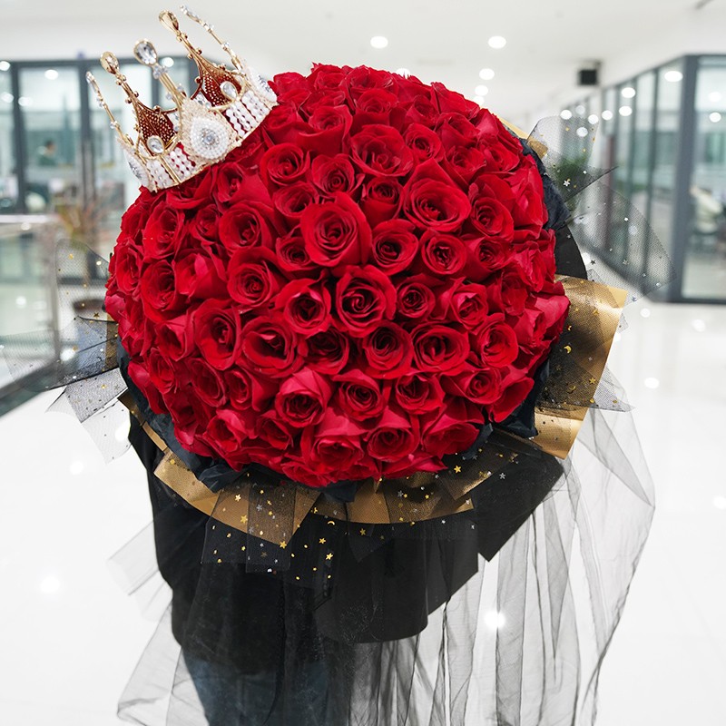 来一客52朵红玫瑰生日花束礼盒鲜花速递同城配送女友表白求婚全国同城