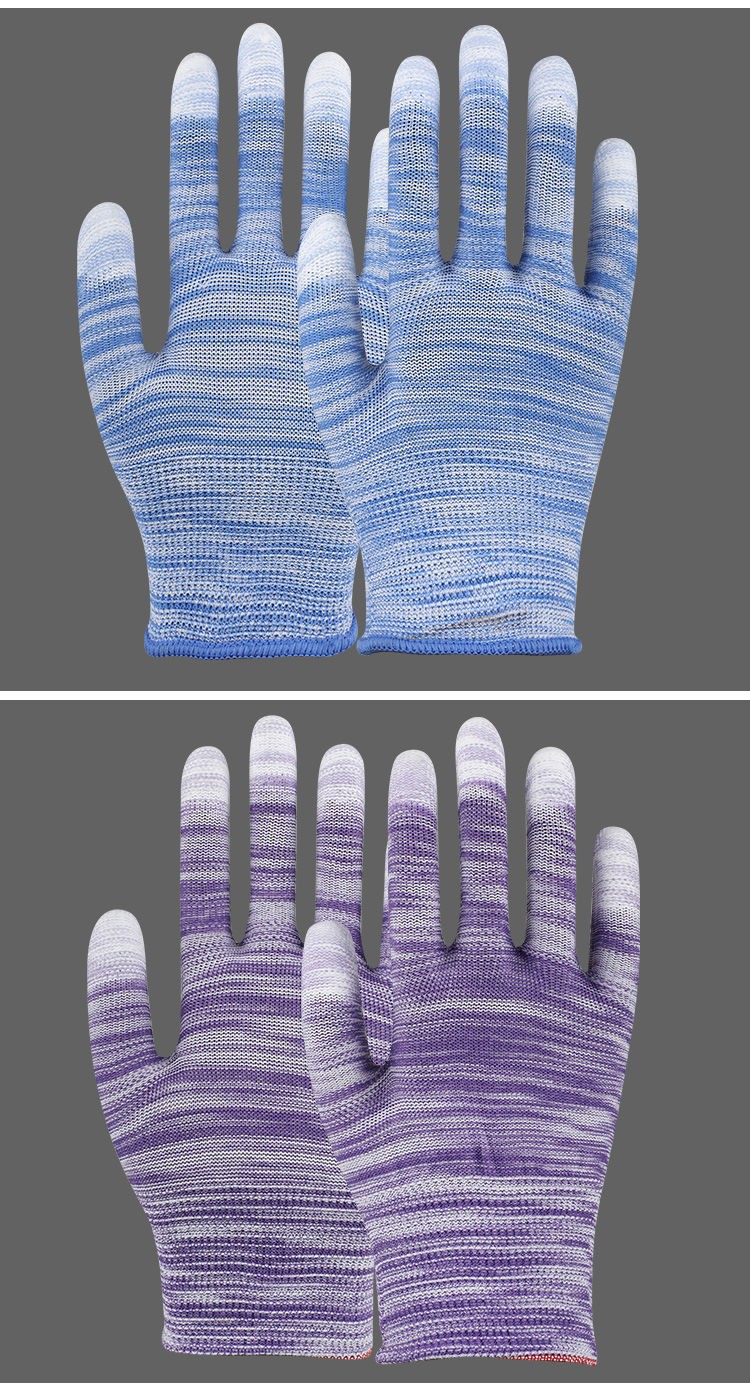 pu涂指尼龙手套劳保防滑耐磨男女工作薄款胶皮干活手套 12副 默认黑色