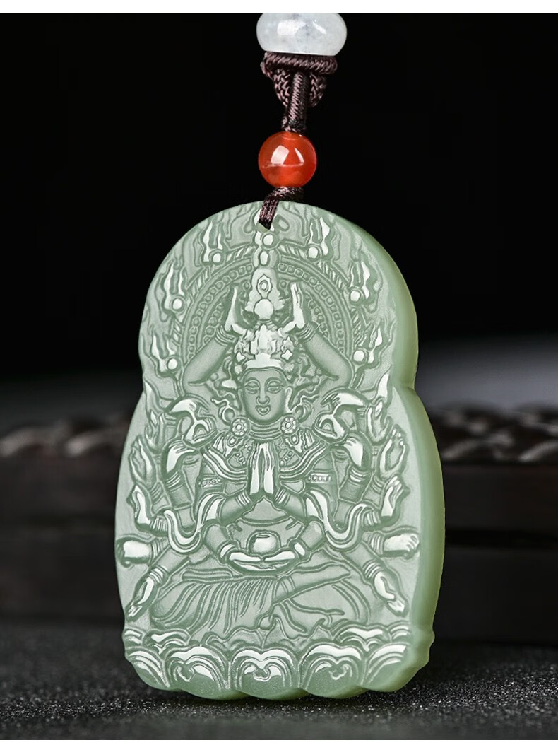 景曦和田玉吊坠属鼠本命佛千手观音男女款玉佩守护神玉石挂件和田玉