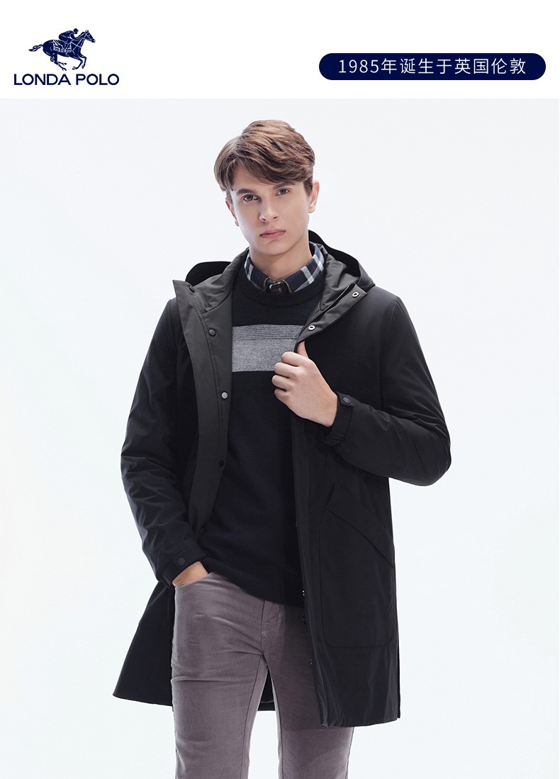 londa polo伦德保罗男装棉衣2020冬季新品中长款商务休闲款上衣外套