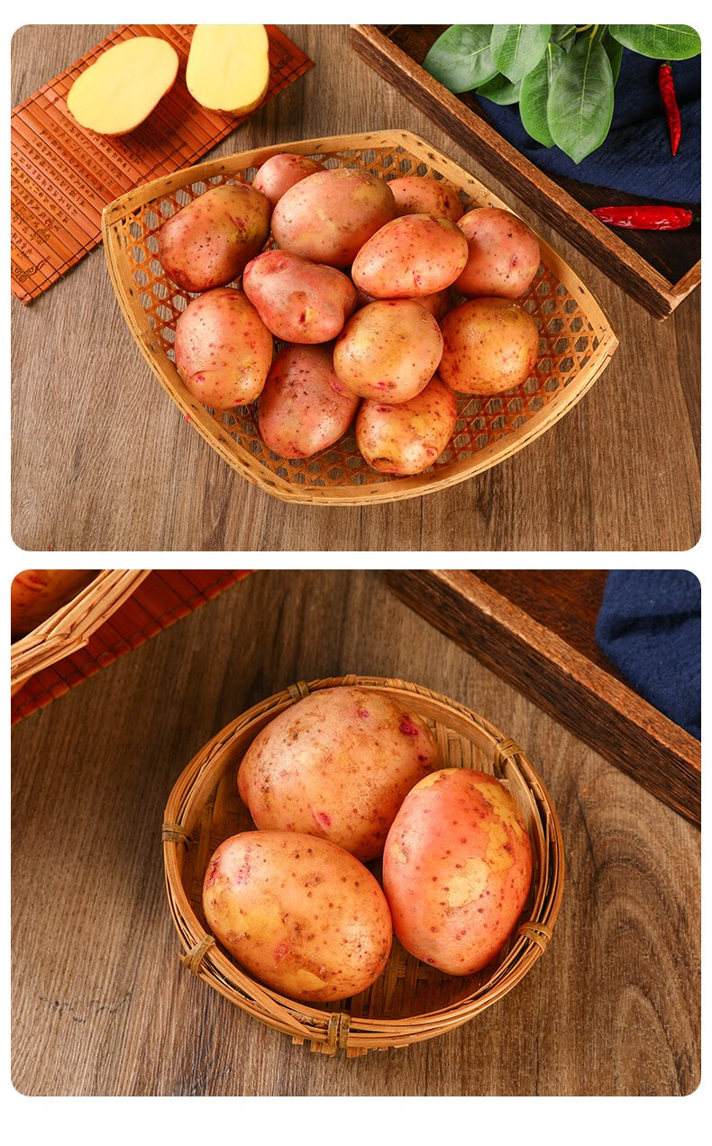 志褚 云南红皮黄心小土豆马铃薯洋芋头新鲜时令蔬菜 净重5斤装【图片