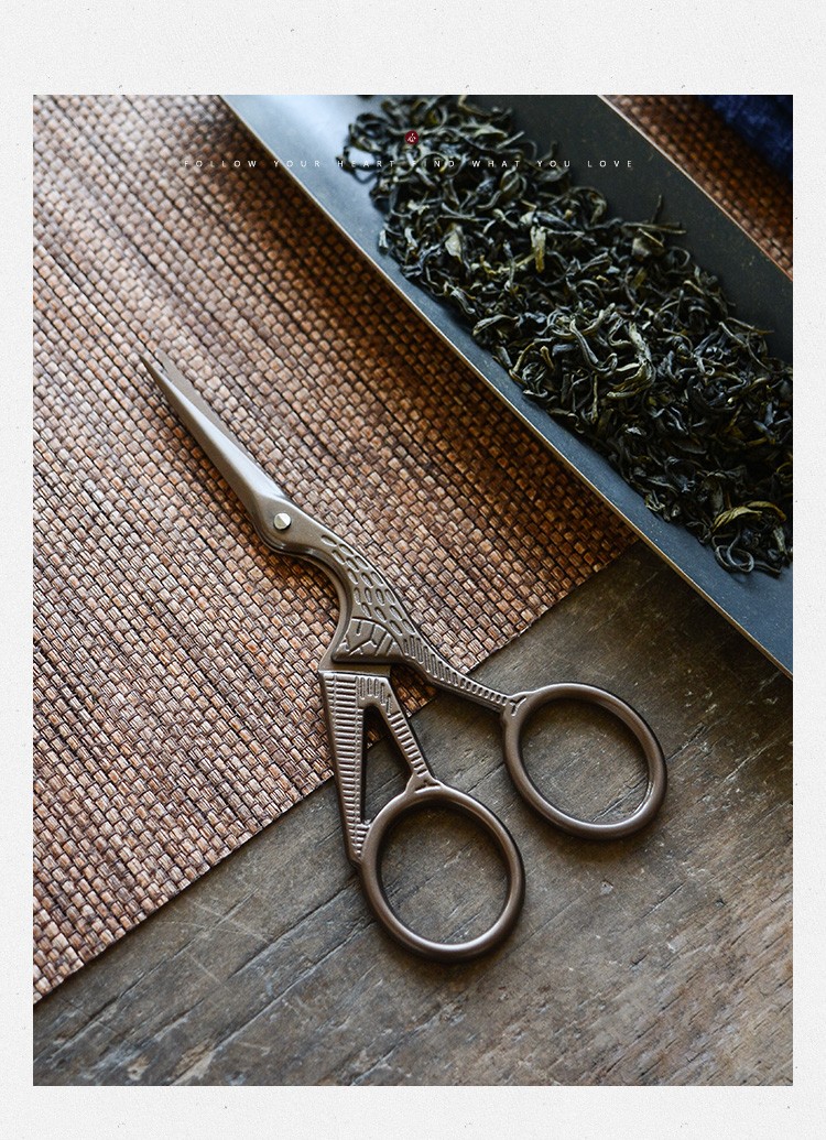 心去处 仙鹤日式小剪刀茶包剪茶叶包装茶剪复古普洱开茶茶道配件 窗花