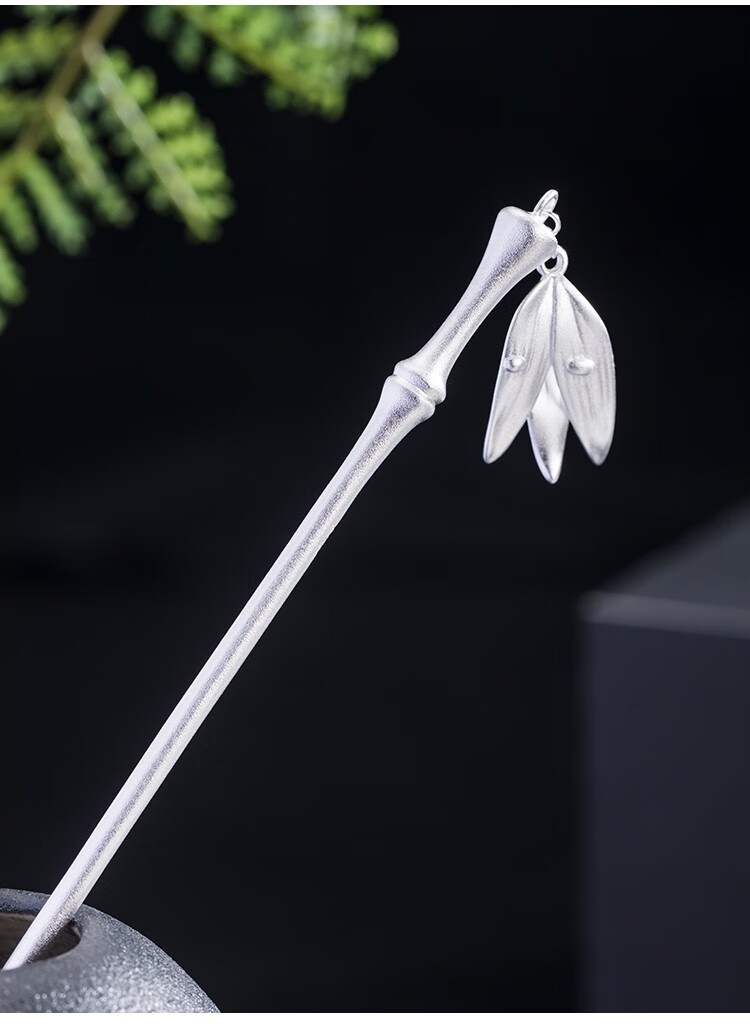 玛宝琪品牌发簪竹节银简约现代古风典雅盘发银簪子送老婆送妈妈生日