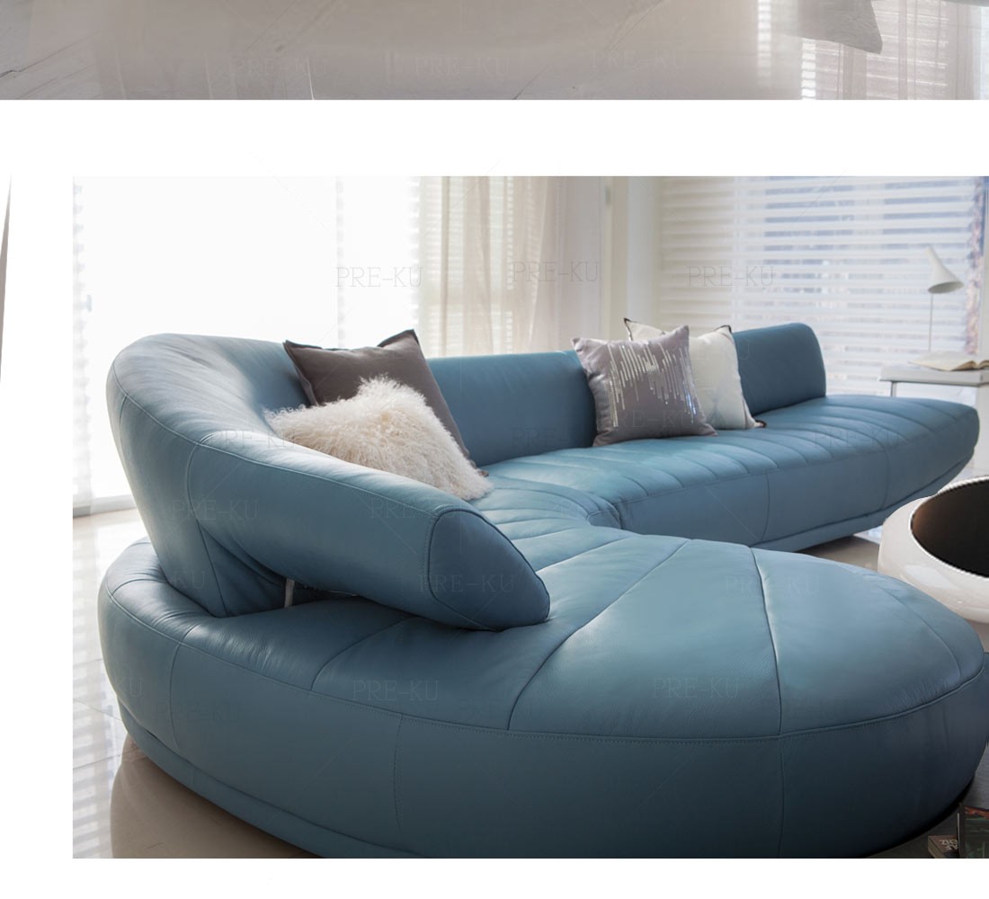 半圆弧形真皮沙发创意时尚大小户型客厅别墅转角组合现代简约家具豪华