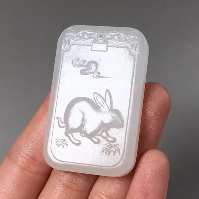 慈心缘 新疆和田玉羊脂白玉兔子吊坠 玉质细腻温润男女玉坠项链挂件