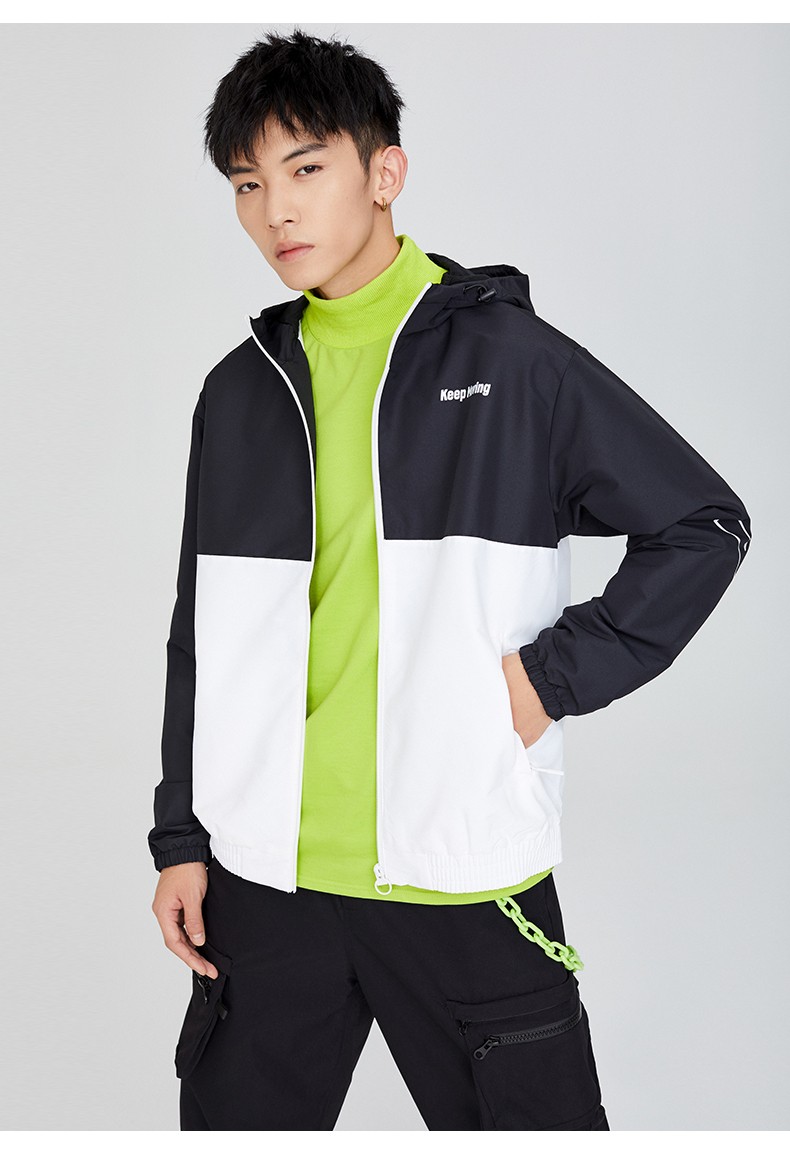安踏外套男2020秋装新品宽松撞色拼接潮流男士运动上衣外套夹克梭织连