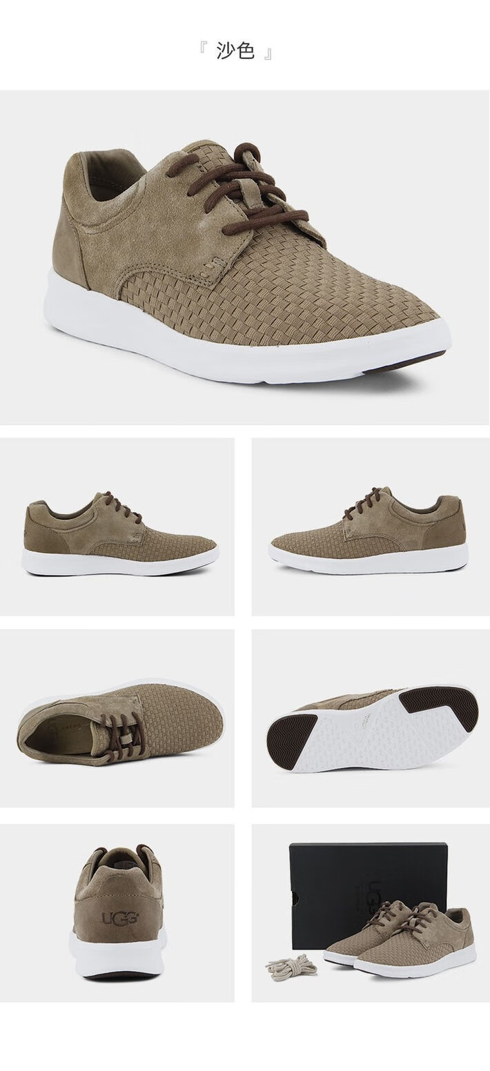 ugg男鞋 2020秋季新欧美时尚男士低帮系带休闲鞋健步鞋 黑色 美码us