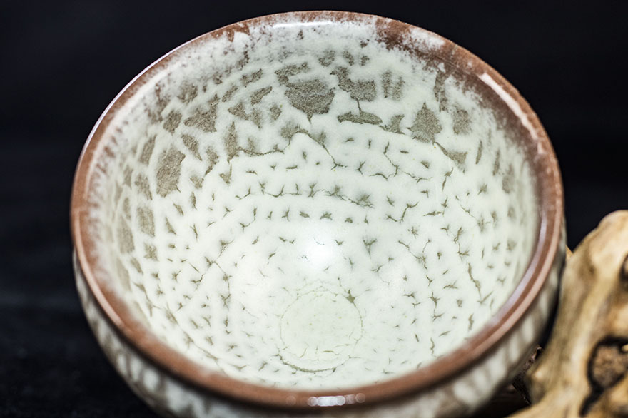 柴烧白贝牡丹盏蔡轩建阳建盏主人杯口径94cm高63cmu68