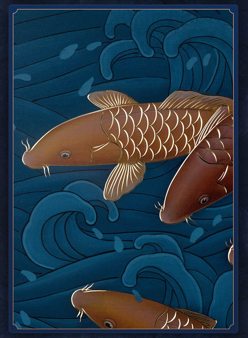 铜师傅手工錾刻铜雕画九鱼图金龙鱼玄关画背景画壁画开业乔迁礼物送