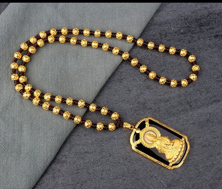 金天地珠宝 传承系列 黄金金珠手工编织佛珠项链足金999古法足金转运