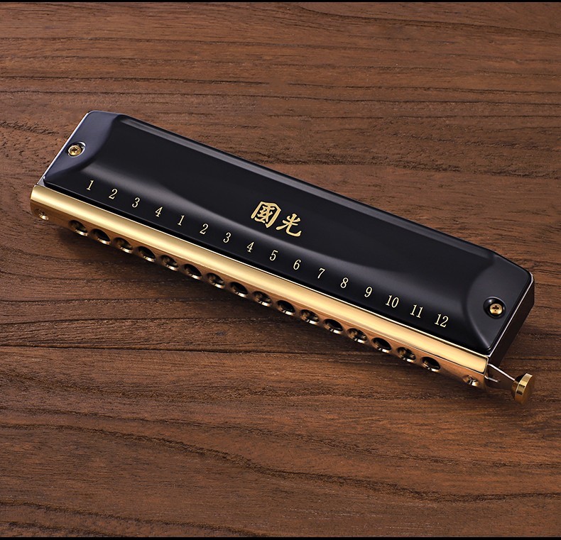 上海国光老品牌 12孔半音阶口琴初学者学生儿童男女成人专业演奏级