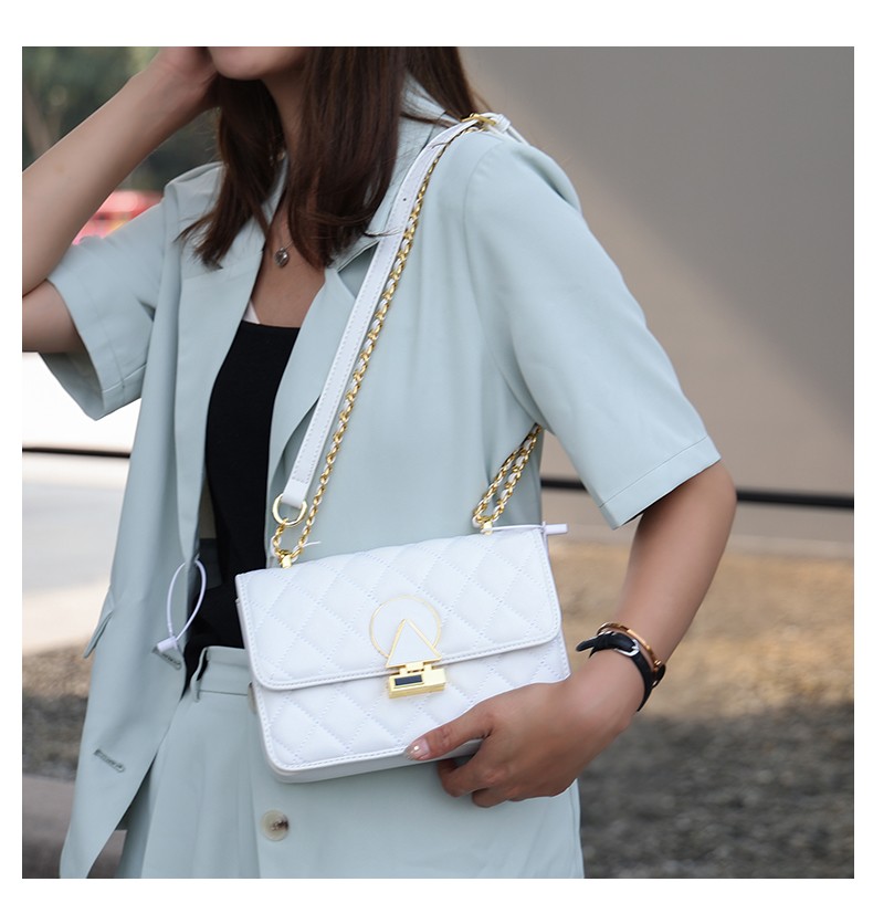 奢曼妮女包潮流复古单肩女士包包双用斜挎包女时尚休闲白色