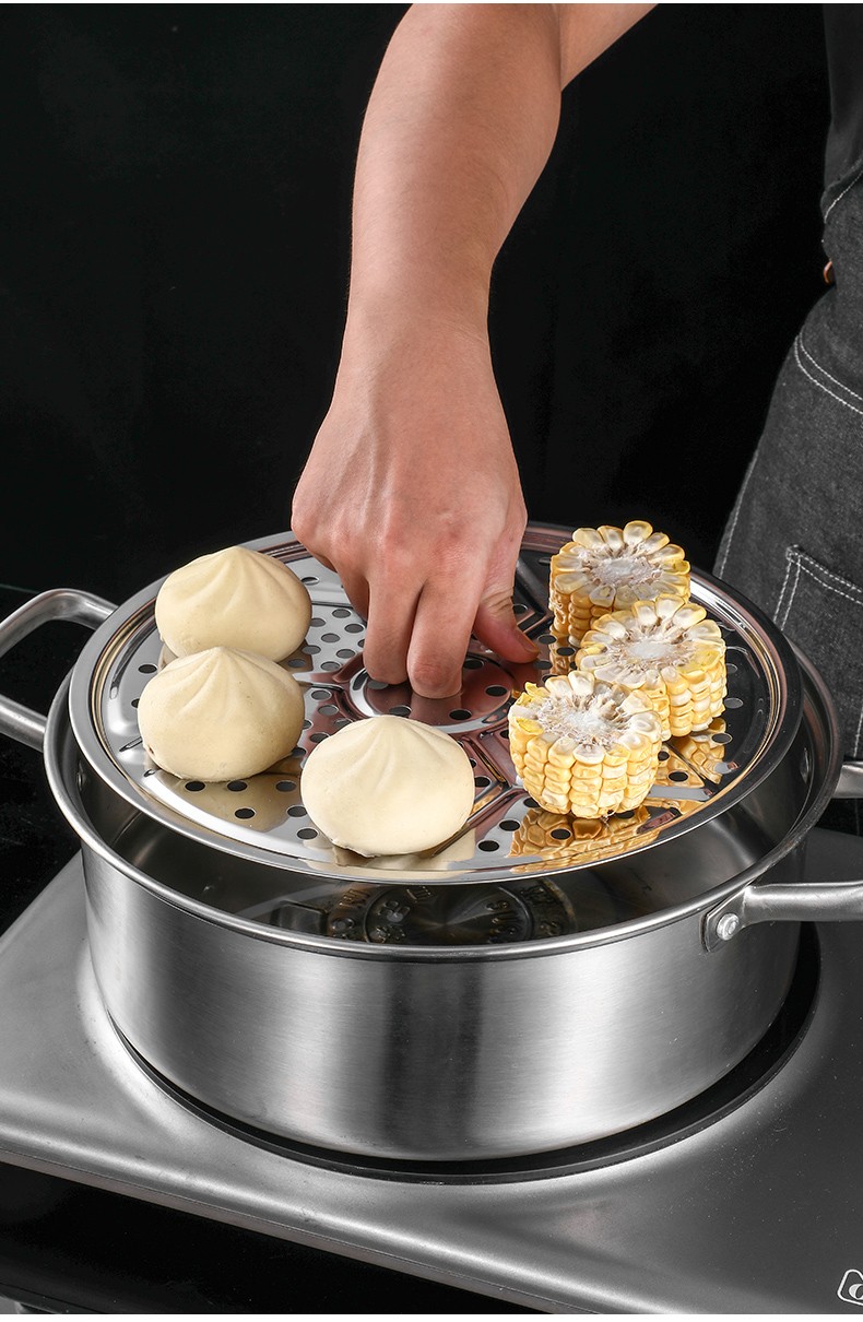 304不锈钢蒸架蒸屉厨房家用蒸篦蒸片大号蒸馒头包子圆形隔水蒸盘 直径