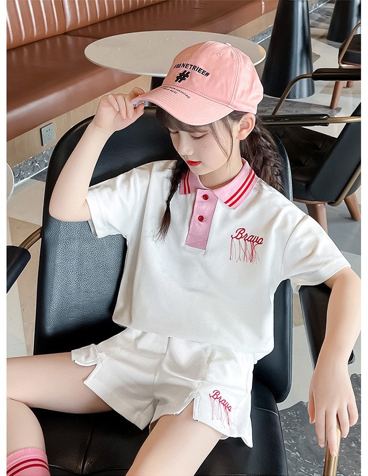 2022夏季12岁洋气中大童短袖短裤初中生运动服女孩休闲宽松两件套15岁