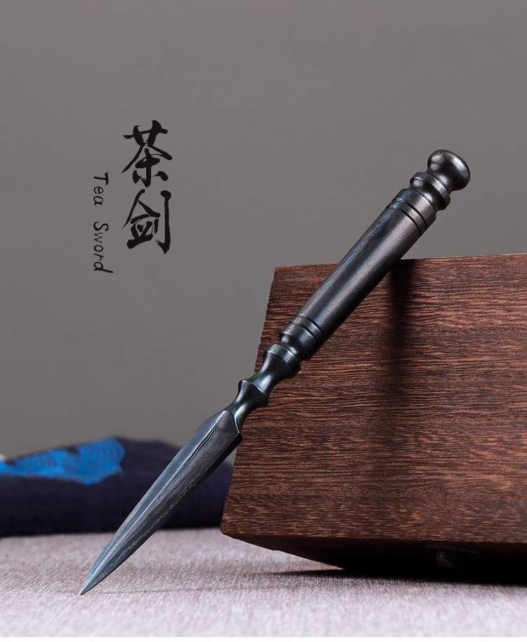 touchmiss普洱茶刀龙泉百炼钢锻打一体茶针功夫茶道撬茶茶锥茶剑2