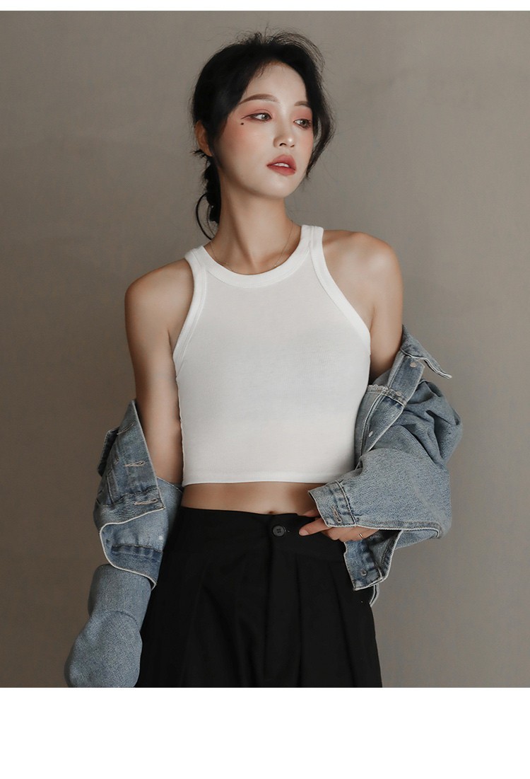 北极绒女士吊带背心少女螺纹棉小吊带背心舒适透气外搭内穿休闲简约