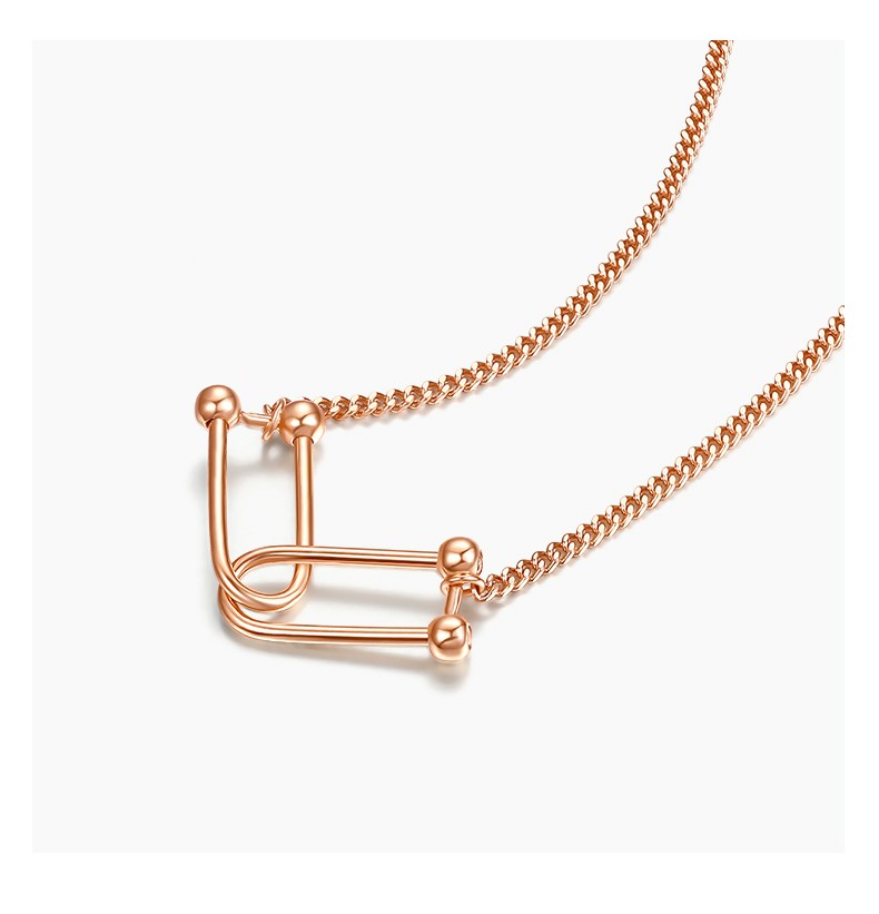 情人节礼物tsl谢瑞麟悦己系列18k金双环扣项链女款锁骨套链ag91645cm