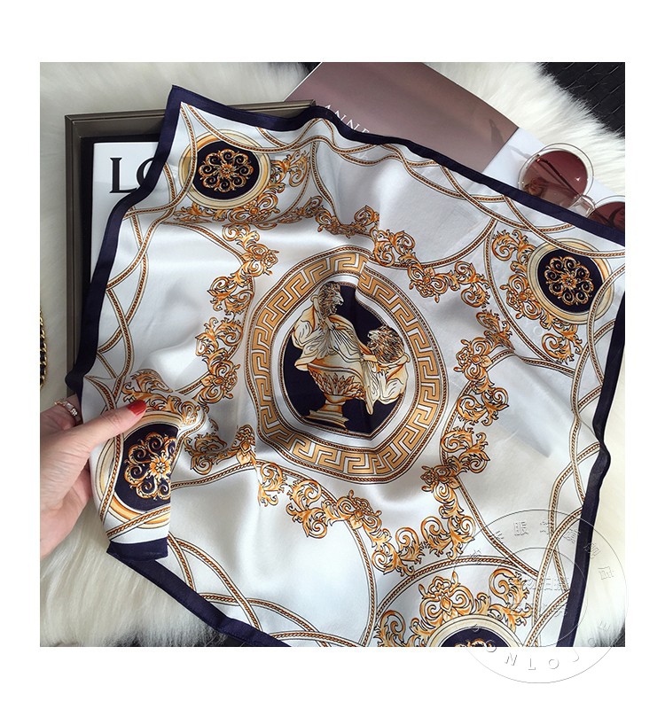 donlojoe真丝丝巾女2022春季新款杭州丝绸百搭宫廷狮子小领巾围巾桑