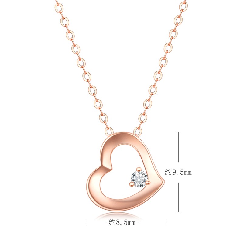 佐卡伊钻石吊坠18k玫瑰金项链女心形时尚饰品首饰珠宝钻石吊坠单吊坠
