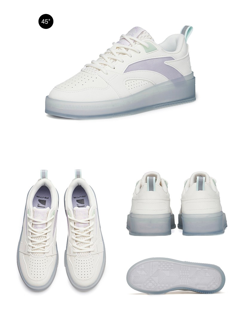 安踏果冻鞋板鞋女2022夏季新款透明底潮流运动休闲鞋小白鞋2象牙白