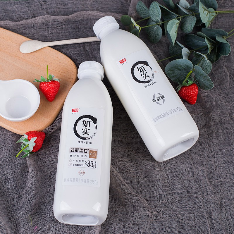 光明如实酸奶950g桶0添加蔗糖纯净风味发酵乳低温酸牛奶如实950g1桶
