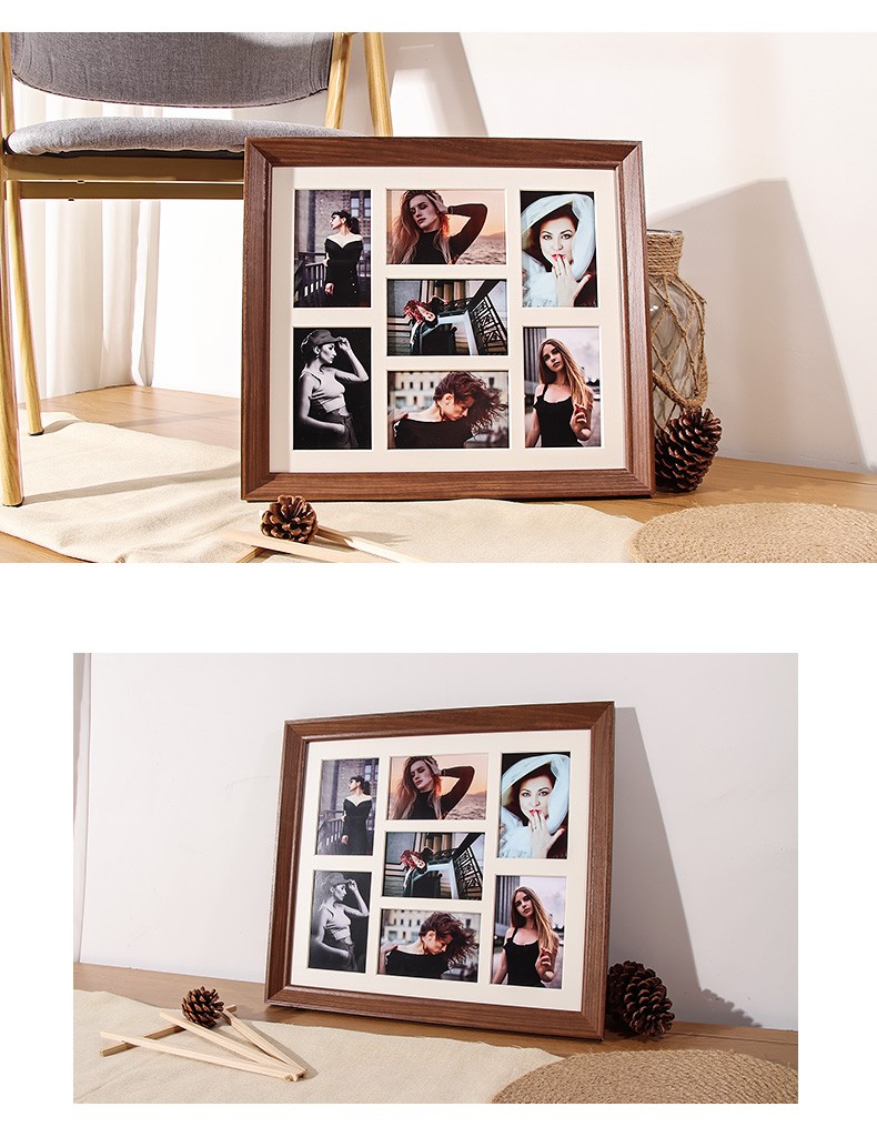 原木色 七宫格相框洗照片联系客服【图