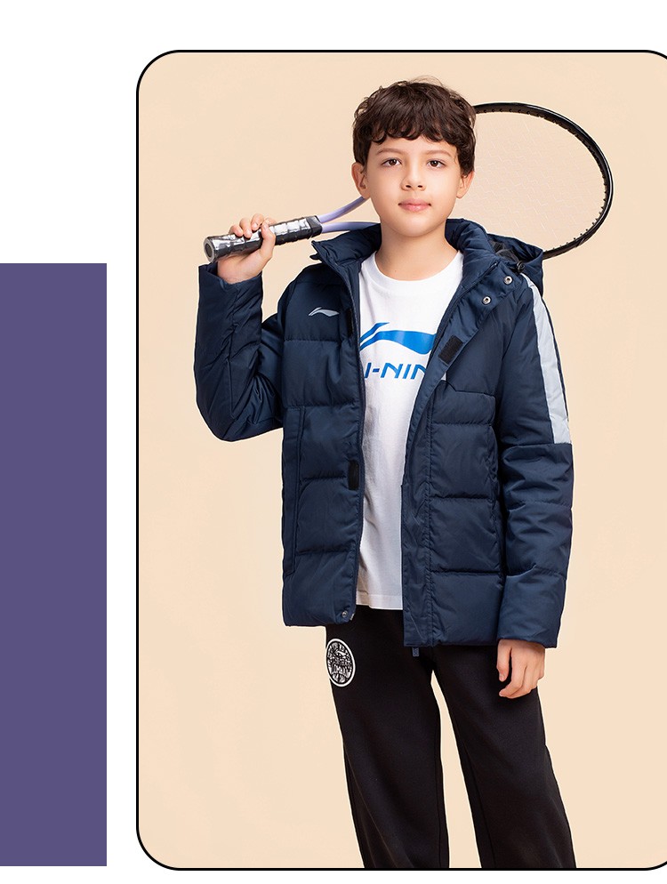李宁儿童羽绒服冬款上新保暖防风棉服加厚运动休闲时尚系列中长款大童