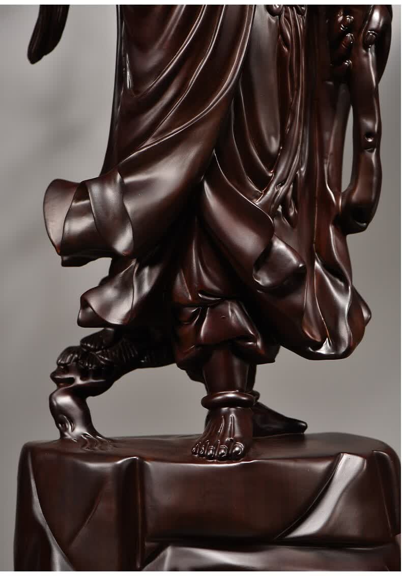 浣彩黑檀木雕刻达摩祖师佛像摆件家居客厅玄关禅意装饰摆设红木工艺品