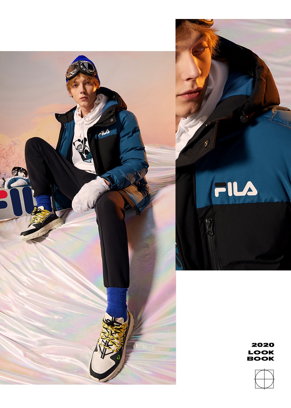 filafusionxwm斐乐白山联名男士羽绒服2020年冬新款潮流外套深黑bk190