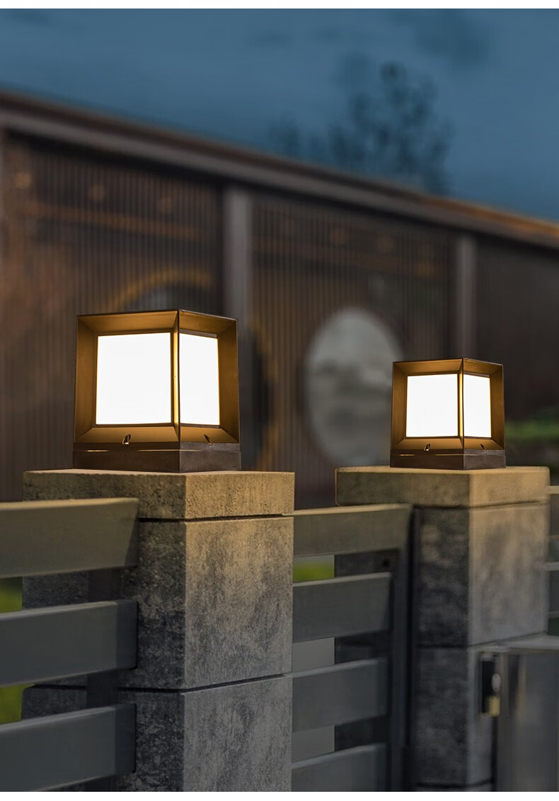 太阳能接电两用大门 led现代简约方形墙头灯 27cm太阳能-适用40-50cm