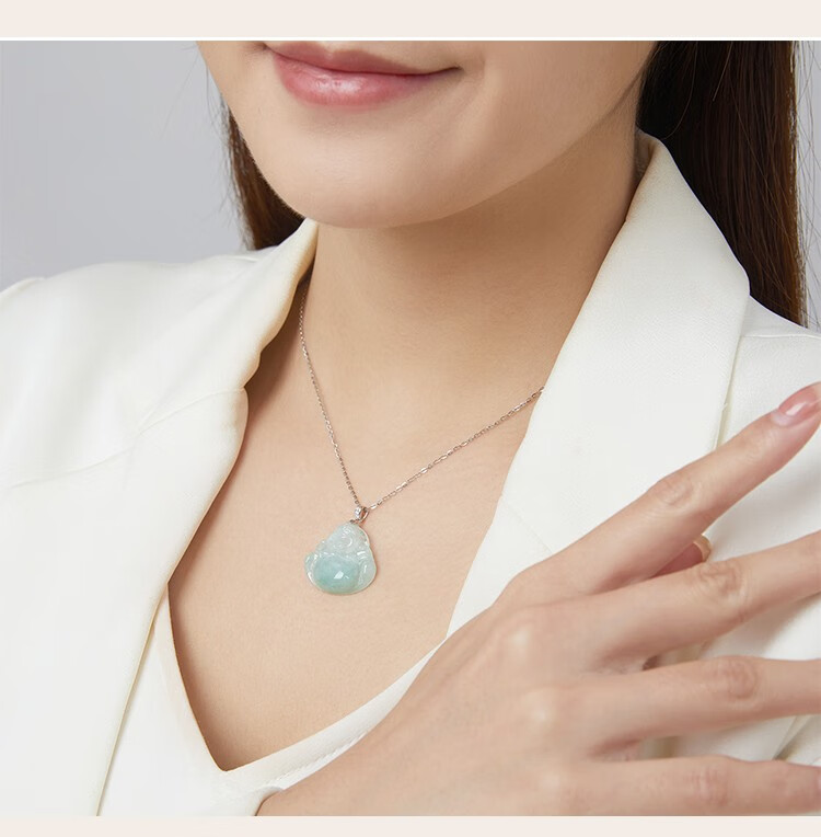 东方翡翠翡翠吊坠佛公玉坠女s925银镶冰糯水润小佛公天然a货翡翠吊坠