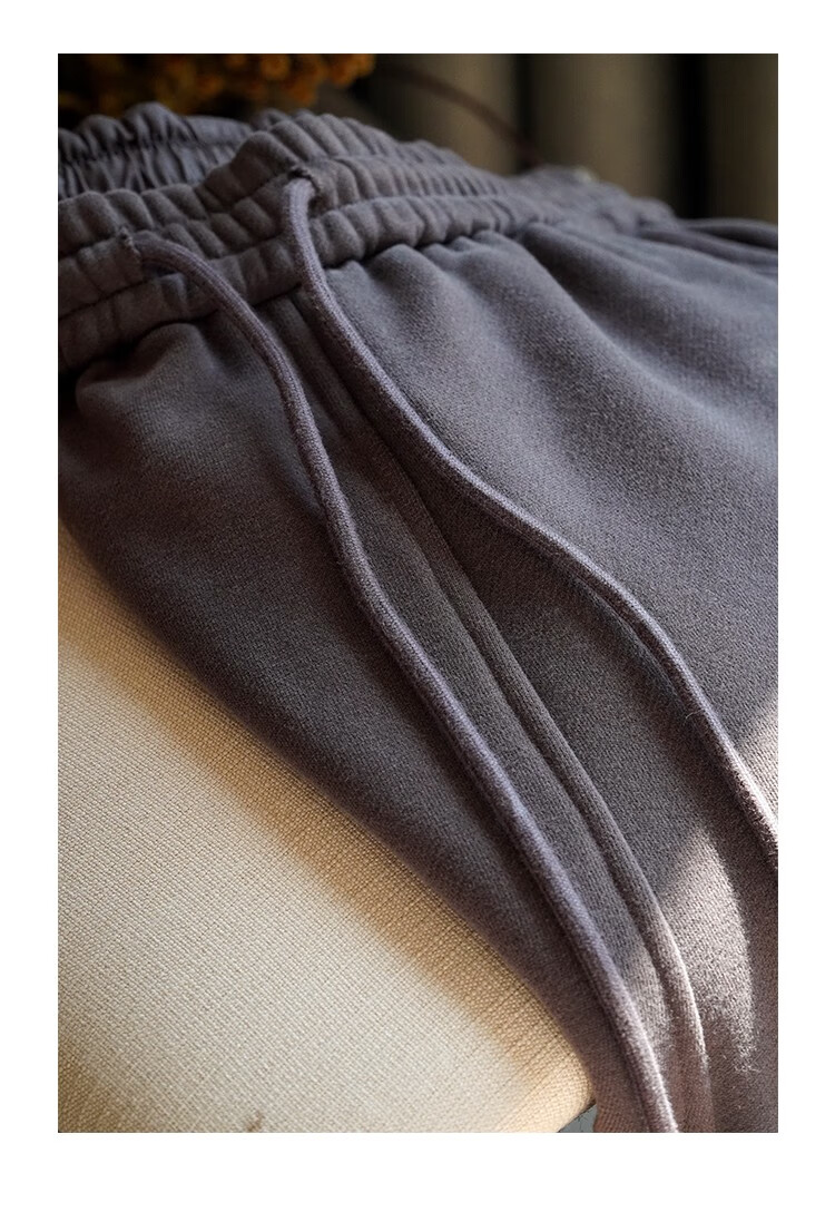 可然熙华380g32支磨毛拉绒毛圈棉保暖加厚卫裤秋冬女裤子锌灰s